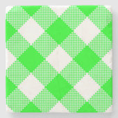 Hellgrüner Gingham Checked Square Untersetzer (Vorderseite)