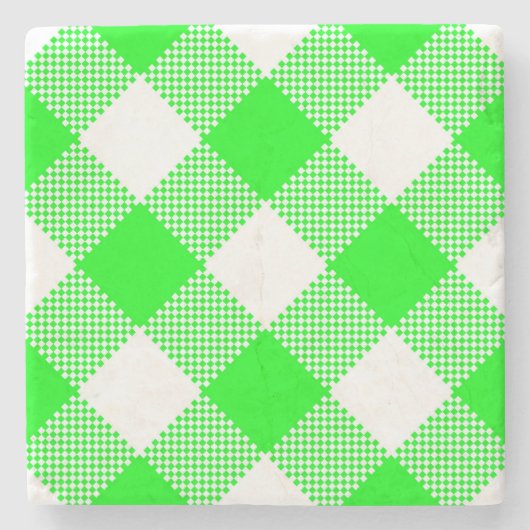 Hellgrüner Gingham Checked Square Untersetzer (Vorderseite)