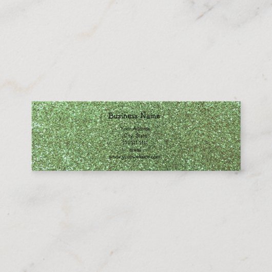 Hellgrüner Glitter Mini Visitenkarte (Vorderseite)