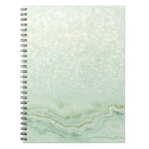 Hellgrüner Glitzer und Marmor Notizblock