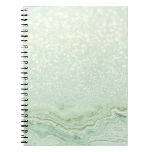 Hellgrüner Glitzer und Marmor Notizblock (Vorderseite)