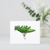 Hellgrüner Grasshopper-Insekt-Cartoon Postkarte (Stehend Vorderseite)