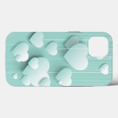 Hellgrüner Hintergrund mit 3D-weißen Herzen Case-Mate iPhone Hülle (Rückseite (Horizontal))