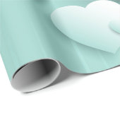 Hellgrüner Hintergrund mit 3D-weißen Herzen Geschenkpapier (Rolleneckpunkt)