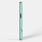 Hellgrüner Hintergrund mit 3D weißen Herzen iPhone Hülle (Rechte Seite)