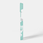 Hellgrüner Hintergrund mit 3D-weißen Herzen iPhone Hülle (Linke Seite)