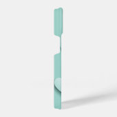 Hellgrüner Hintergrund mit 3D-weißen Herzen iPhone Hülle (Rechte Seite)