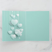 Hellgrüner Hintergrund mit 3D-weißen Herzen Karte (Innenseite)