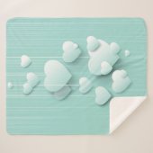 Hellgrüner Hintergrund mit 3D-weißen Herzen Sherpadecke (Vorderseite (Horizontal))