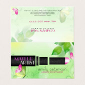 Hellgrüner Hintergrund mit schwarzem Schönheitssym Visitenkarten (Außenseite Aufgefaltet)