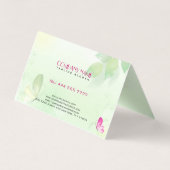 Hellgrüner Hintergrund mit schwarzem Schönheitssym Visitenkarten (Rückseite)