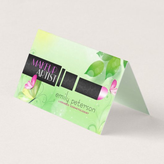 Hellgrüner Hintergrund mit schwarzem Schönheitssym Visitenkarten (Vorderseite)