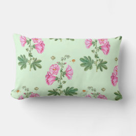 Hellgrüner Hintergrund Rosa Blume Lendenkissen