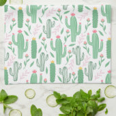 Hellgrüner Kaktus-saftiges Blüten-Muster Geschirrtuch (Gefaltet)