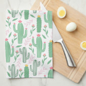 Hellgrüner Kaktus-saftiges Blüten-Muster Geschirrtuch (Viertel Falte)