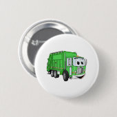 Hellgrüner Lächelnder Müllwagen Cartoon Button (Vorne & Hinten)