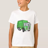 Hellgrüner Lächelnder Müllwagen Cartoon T-Shirt (Vorderseite)