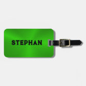 Hellgrüner Metallic Textur Anpassbarer Text Gepäckanhänger (Vorderseite horizontal)