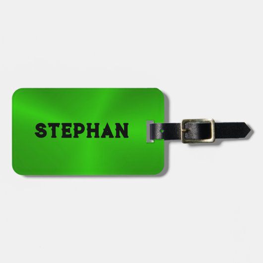 Hellgrüner Metallic Textur Anpassbarer Text Gepäckanhänger (Vorderseite horizontal)