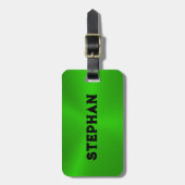 Hellgrüner Metallic Textur Anpassbarer Text Gepäckanhänger (Vorderseite vertikal)