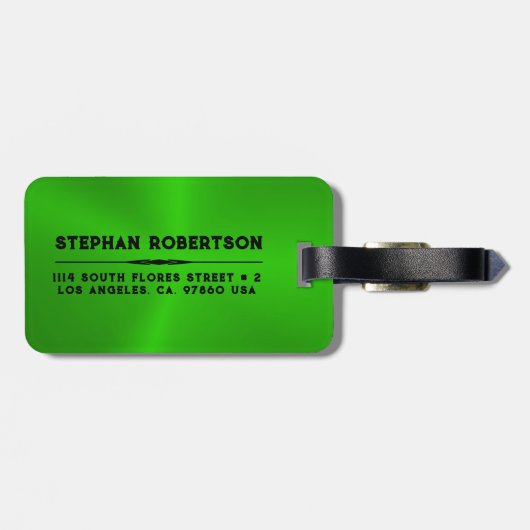 Hellgrüner Metallic Textur Anpassbarer Text Gepäckanhänger (Rückseite horizontal)