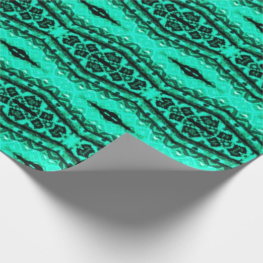 Hellgrüner nahtloser Kat Persischer Teppich. Ethni Geschenkpapier (Ecke)