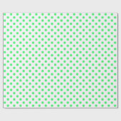 Hellgrüner Polka-Dot auf weißem Mittelraum Geschenkpapier (Flach)
