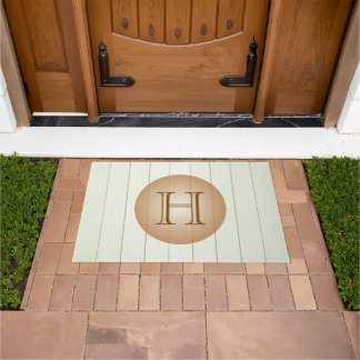 Hellgrüner Tan Pinstripe Monogram Door Mat Fußmatte