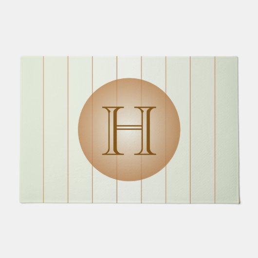 Hellgrüner Tan Pinstripe Monogram Door Mat Fußmatte (Vorderseite)