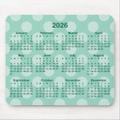 Hellgrüner Türkis-Punkt-Jägergrüner 2026-Kalender Mousepad (Vorne)