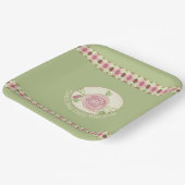 Hellgrüner und rosa, floraler Akzentuierter Platz Pappteller (Gewinkelt)