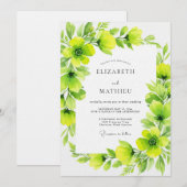 Hellgrüner üppiger Blütenhochzeit Einladung (Vorne/Hinten)