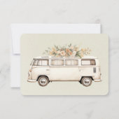Hellgrüner Vintage-Bus-Hochzeit Save The Date (Rückseite)