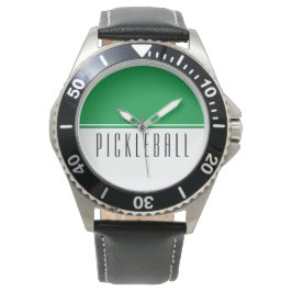 Hellgrüner weißer Farbblock PICKLEBALL Text Armbanduhr