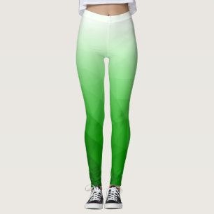Hellgrüner weißer Farbverlauf Geometrie-Netzmuster Leggings