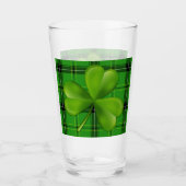 Hellgrünes 3-Blatt-Klee auf Kariertem Tartan Glas (Vorderseite)