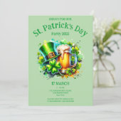 Hellgrünes Aquarell St. Patrick's Day Party Einladung (Stehend Vorderseite)