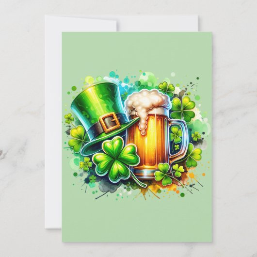 Hellgrünes Aquarell St. Patrick's Day Party Einladung (Rückseite)