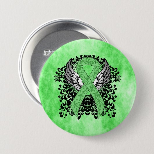 Hellgrünes Band mit Flügeln Button (Vorne & Hinten)