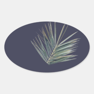 Hellgrünes Blatt Ovaler Aufkleber