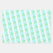 Hellgrünes blaues, gelinktes Herzmuster Geschenkpapier Set (Vorderseite 3)