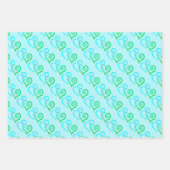 Hellgrünes blaues, gelinktes Herzmuster Geschenkpapier Set (Vorderseite 2)