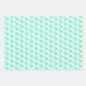 Hellgrünes blaues, gelinktes Herzmuster Geschenkpapier Set (Vorderseite)