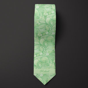Hellgrünes botanisches Monogramm Krawatte