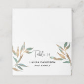 Hellgrünes, einfaches, minimalistisches Blatt mit  Platzkarte (Außenseite Aufgefaltet)