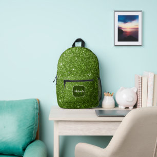 Hellgrünes falsches Glitter Funkeln Monogramm Bedruckter Rucksack