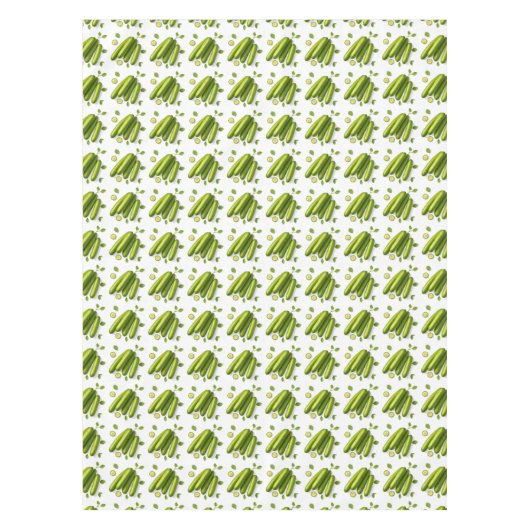Hellgrünes Gemüsegurken-Blumenmuster Tischdecke (Vorderseite)