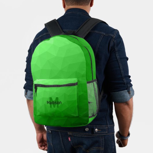 Hellgrünes geometrisches Maschenmuster Monogram Bedruckter Rucksack (Insitu (Modell))