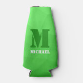 Hellgrünes geometrisches Maschenmuster Monogram Flaschenkühler (Vorderseite)