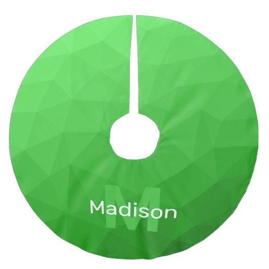 Hellgrünes geometrisches Maschenmuster Monogram Polyester Weihnachtsbaumdecke (Vorderseite)